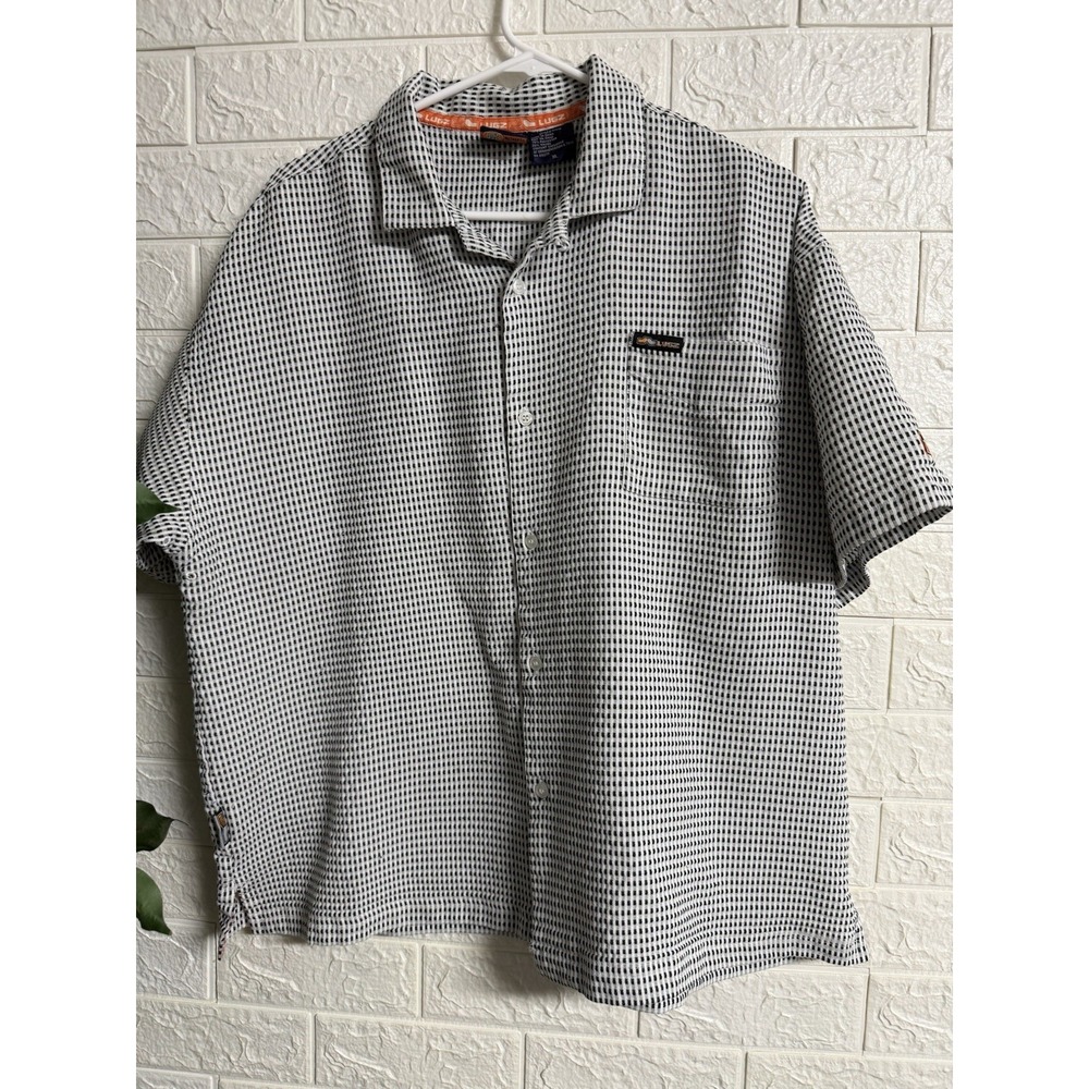 Lugz Authentic Black White Check Short Sleeve Button Up Shirt Mens XL 91338